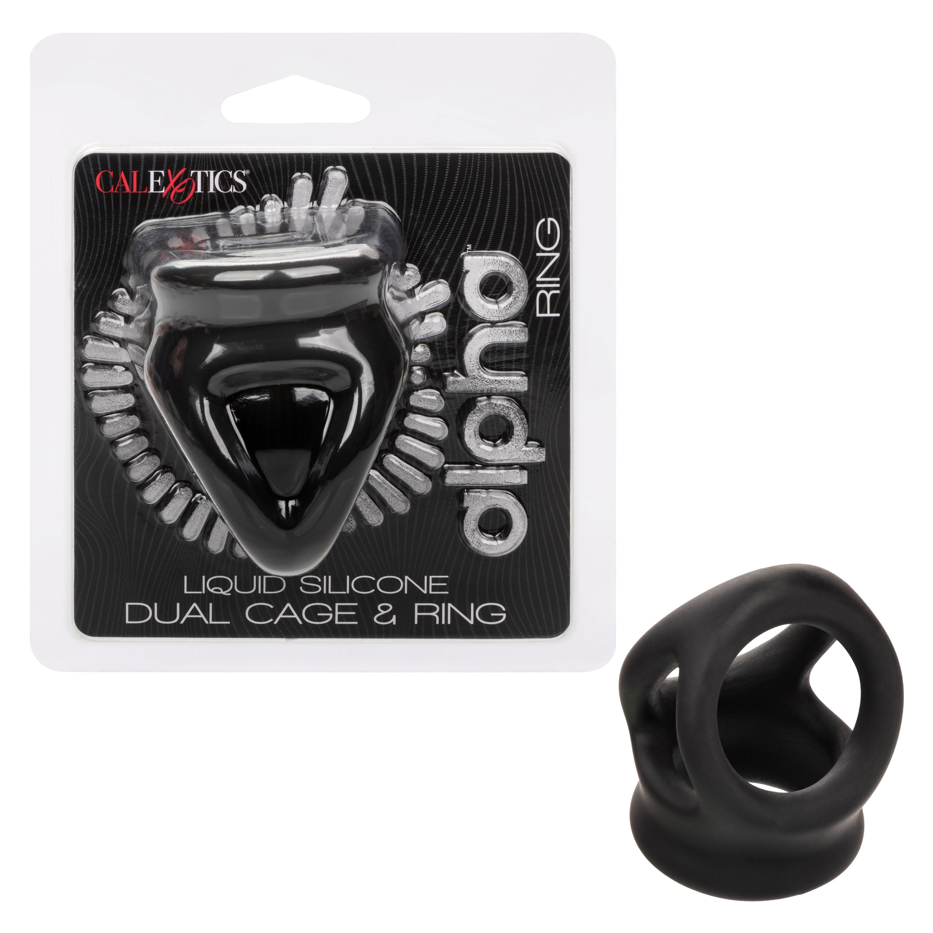 Alpha Liquid Silicone Dual Cage and Ring - Black