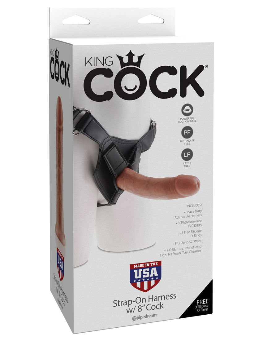 King Cock Strap-on Harness With 8&quot; Cock - Tan