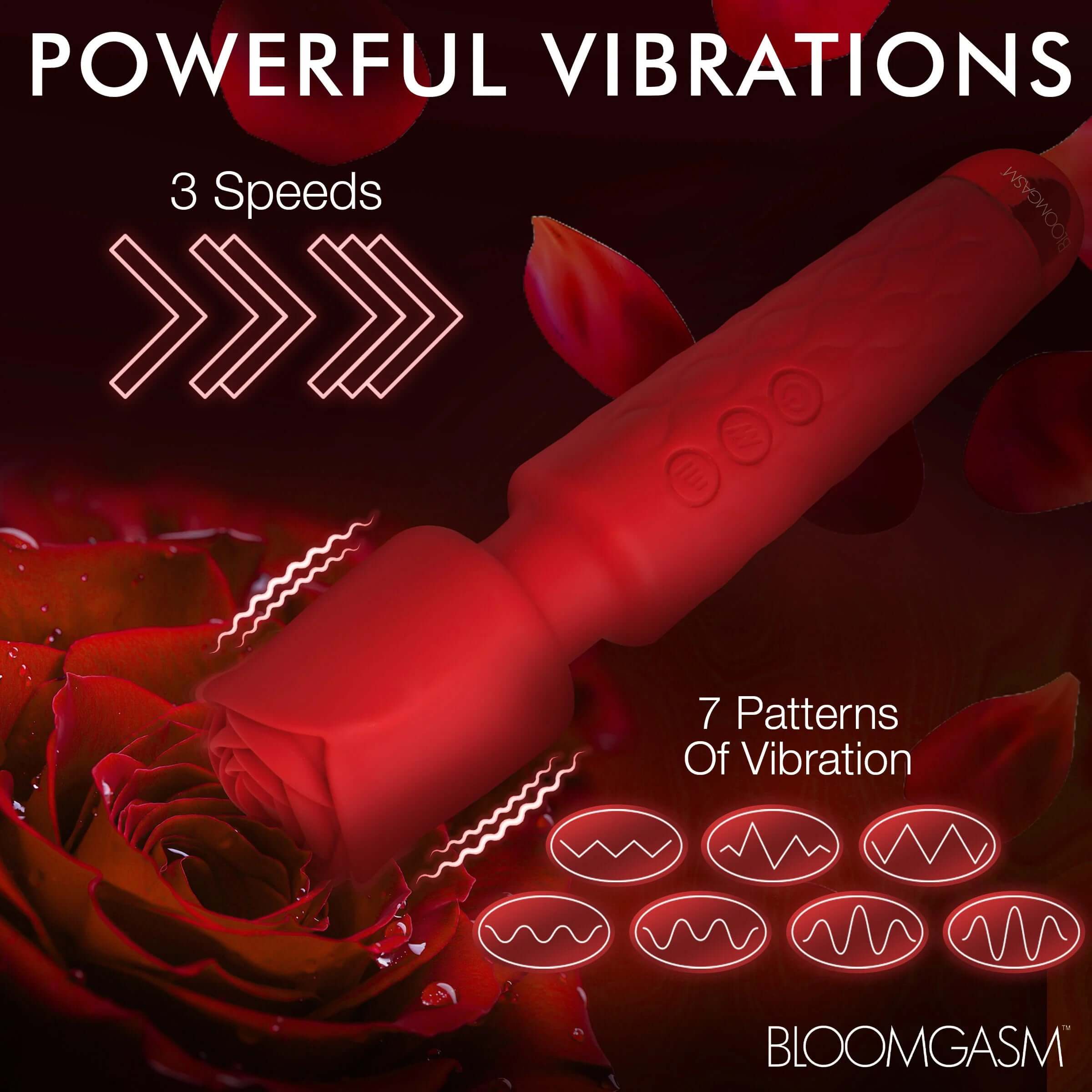 Pleasure Rose 10x Silicone Wand With Rose  Attachment - Red-7