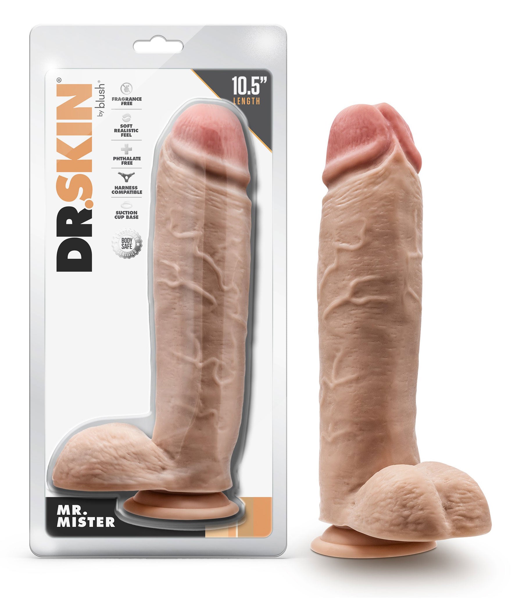 Dr. Skin - Mr. Mister - 10.5 Inch Dildo With Balls - Beige