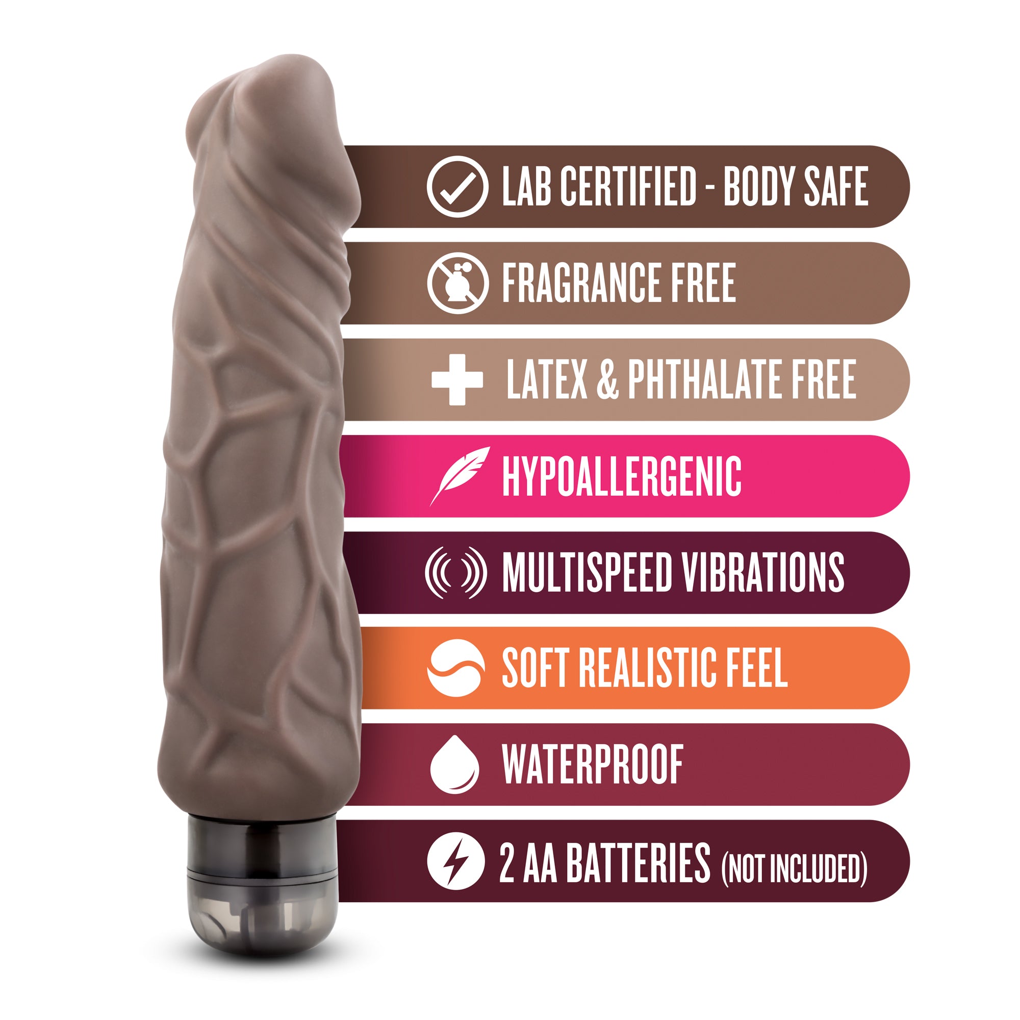 X5 Hard on Vibrating 9 Inch Dildo - Brown