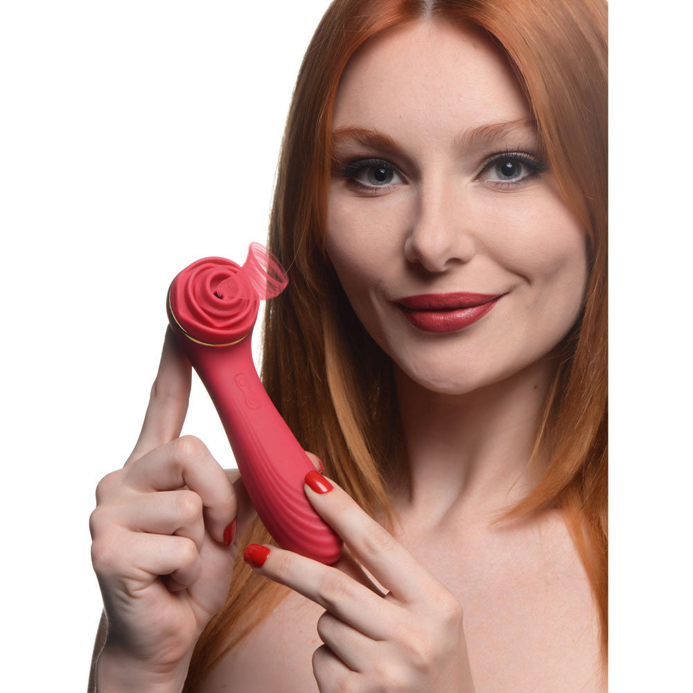 Bloomgasm Passion Petals 10x Suction Rose Vibrator - Red