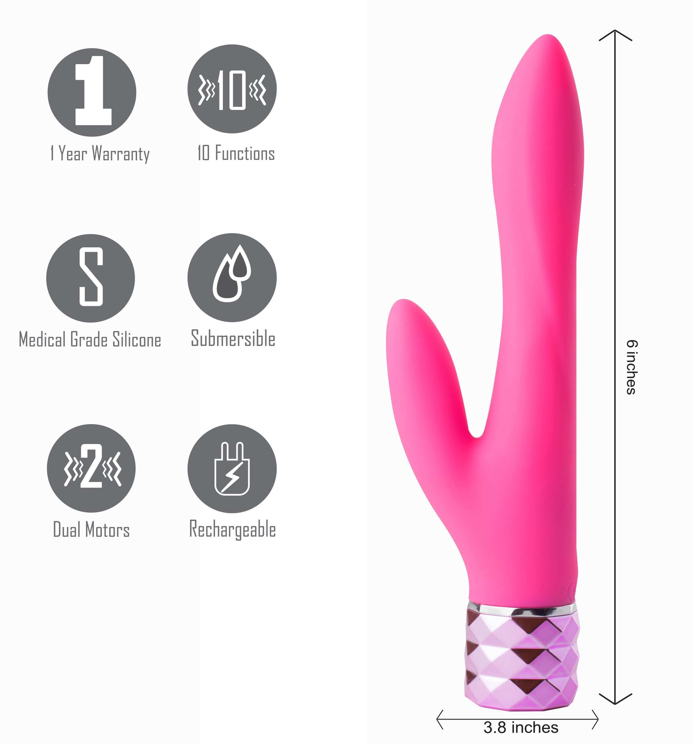 Victoria Crystal Gem Dual Vibrator - Pink-2