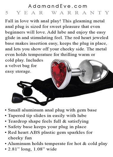 Small Red Heart Gem Anal Plug