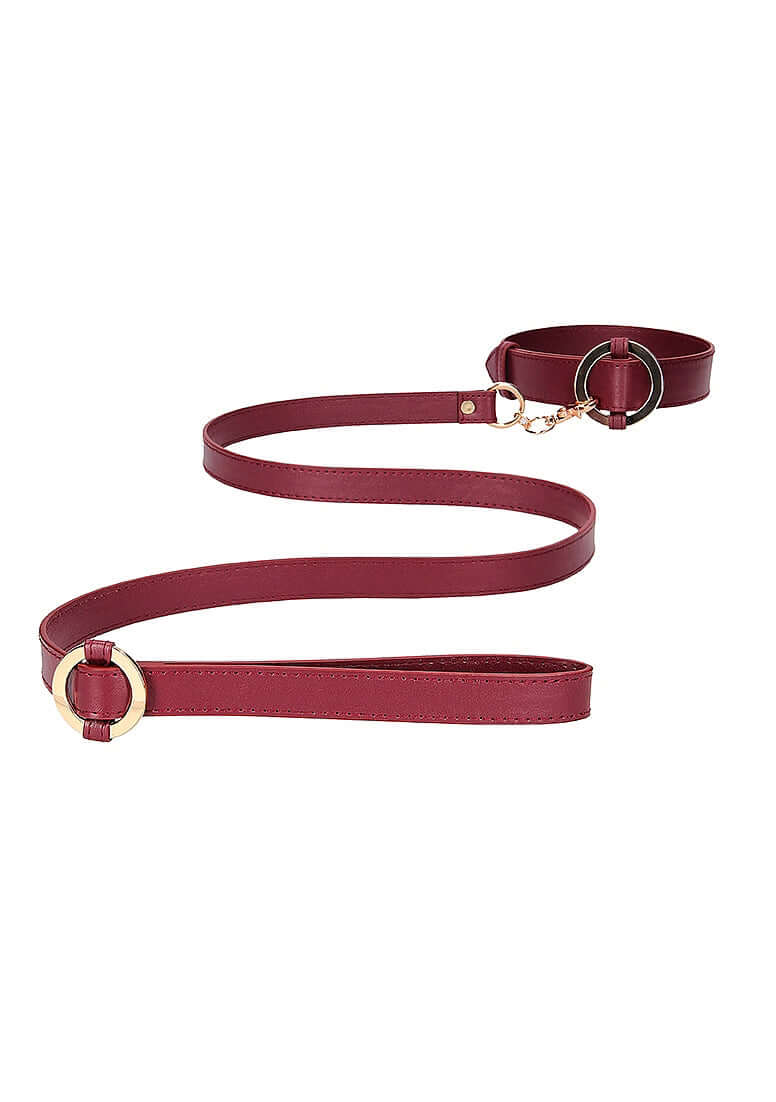 Ouch Halo - Collar With Leash - Burgundy-3