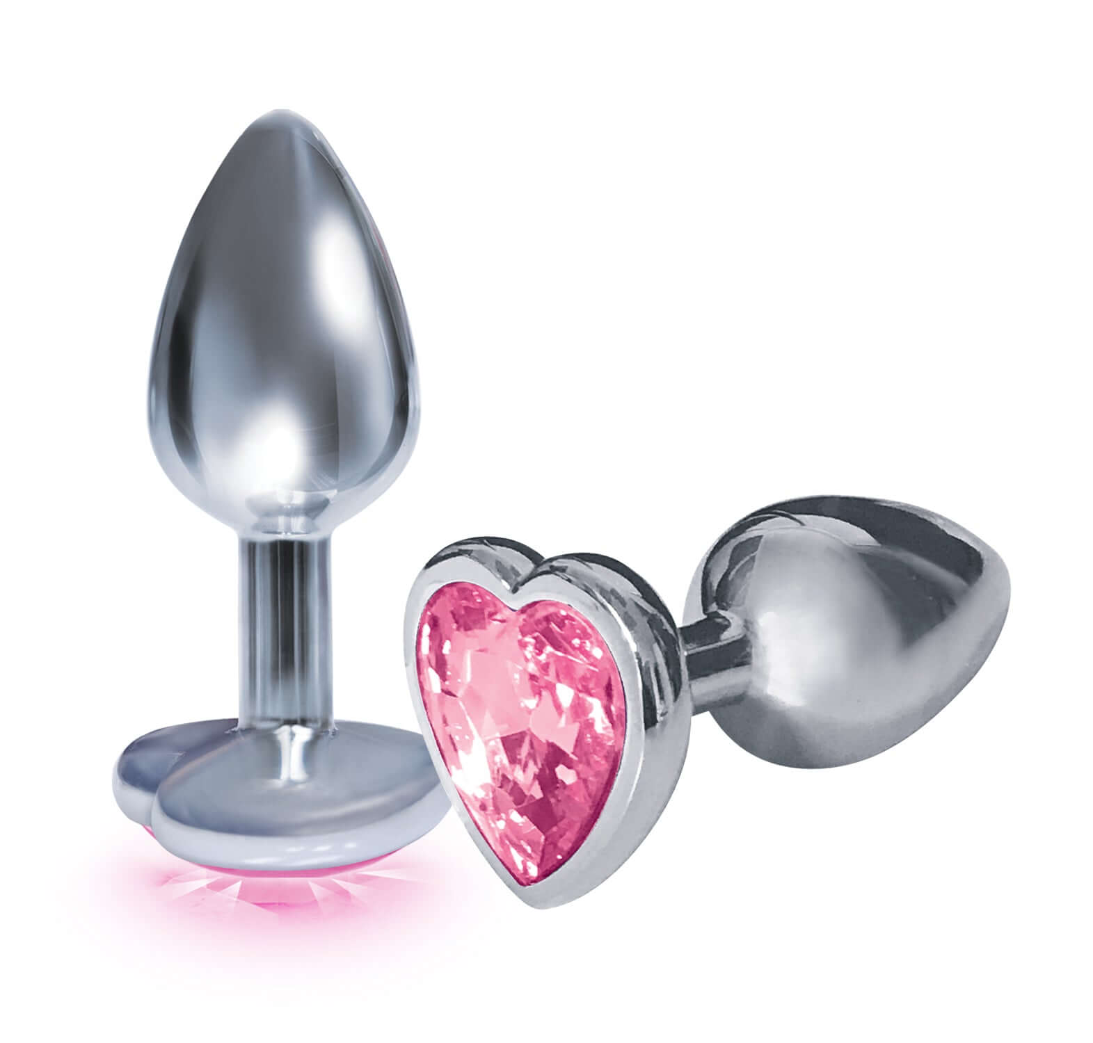 The 9's the Silver Starter Heart Bejeweled Stainless Steel Plug - Pink-0