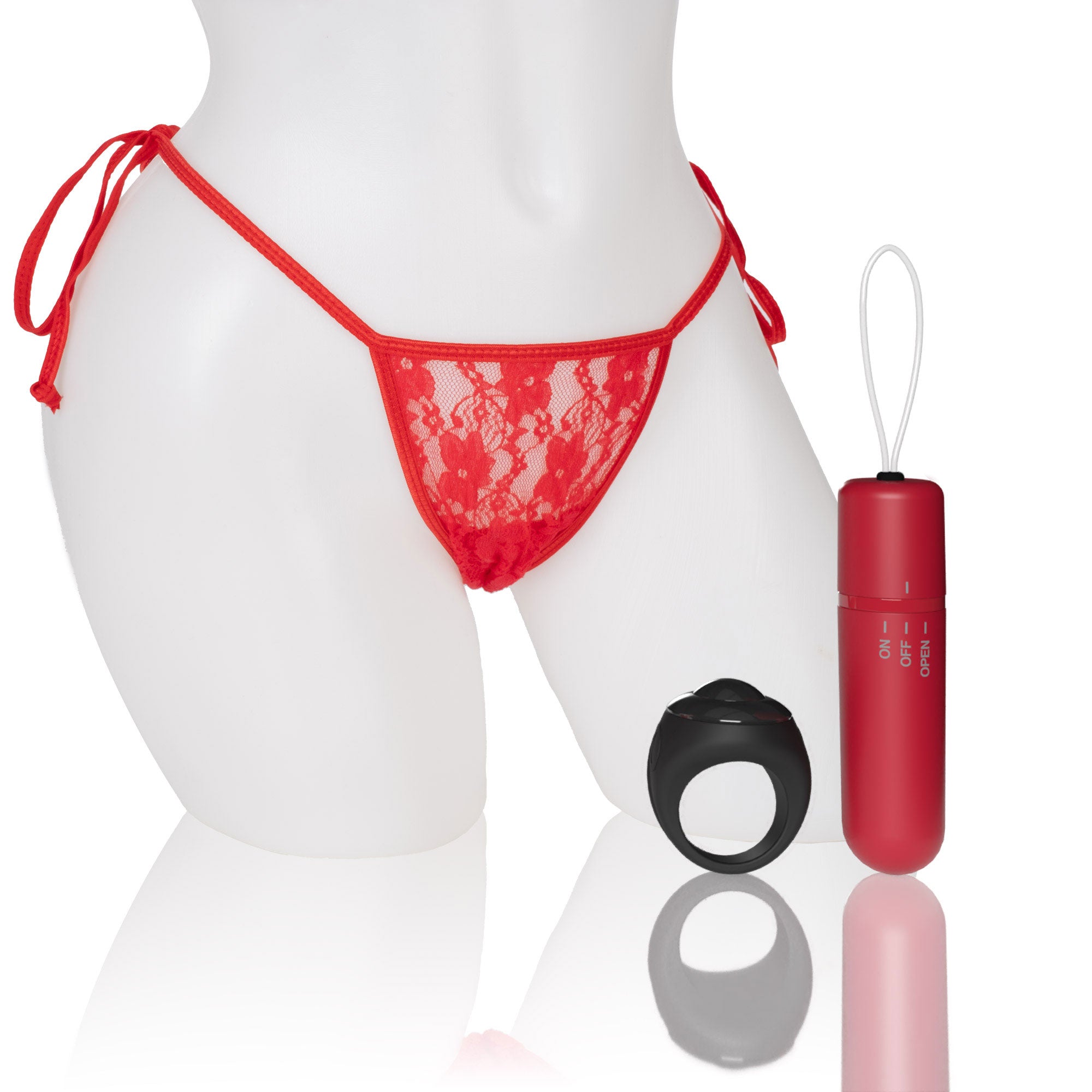 Screaming O 4t - Vibrating Panty Set With Remote  Control Ring - Red