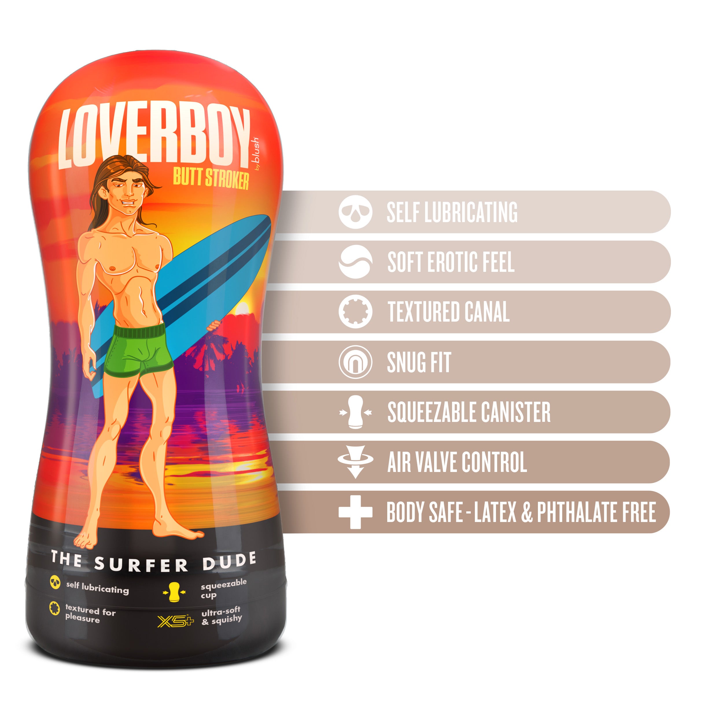 Loverboy - the Surfer Dude - Self Lubricating Stroker - Beige