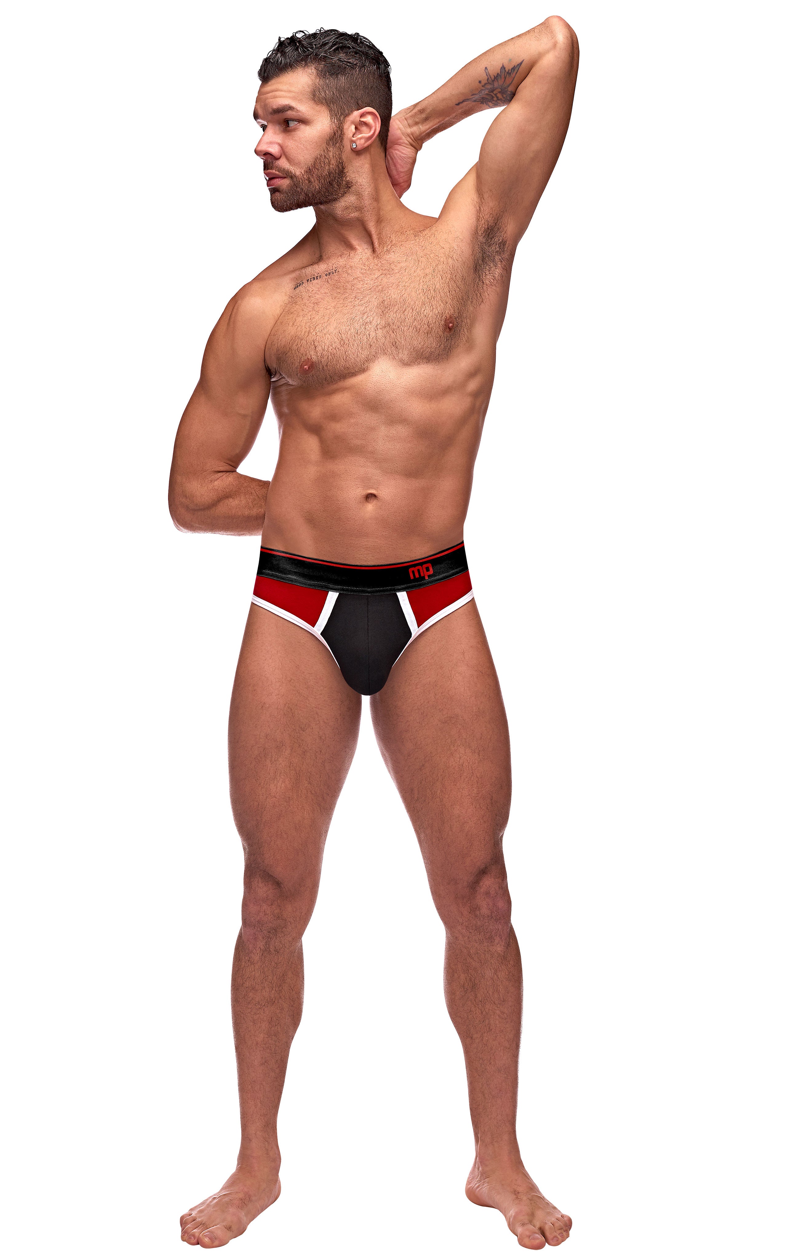 Retro Sport Panel Thong - L/ XL - Red/ Black