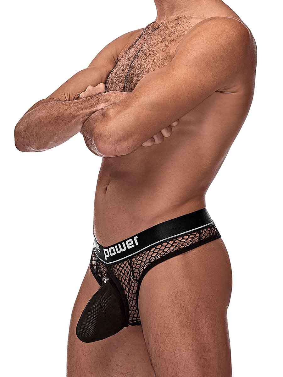 Cock Pit Net Cock Ring Thong - S/ M - Black